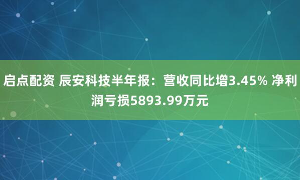 启点配资 辰安科技半年报：营收同比增3.45% 净利润亏损5893.99万元